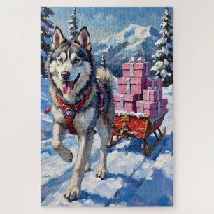 Alaskan Malamute Valentinstag-Schlittenlieferung