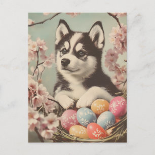Alaskan Malamute Vintage Ostern Postkarte