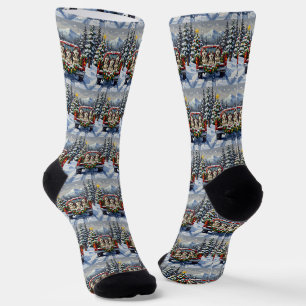 Alaskan Malamute Weihnachten Rotes Lastwagen Ferie Socken
