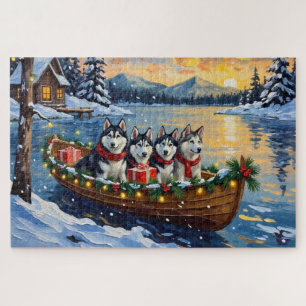 Alaskan Malamute Weihnachtsboot Urlaub