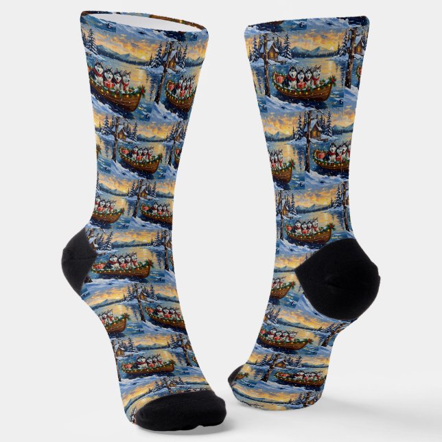 Alaskan Malamute Weihnachtsboot Urlaub Socken (Gewinkelt)