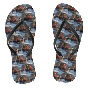 Alaskan Malamute Weihnachtsfest Saison Flip Flops