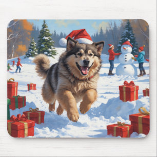 Alaskan Malamute Weihnachtsfest Schneeszene Mousepad