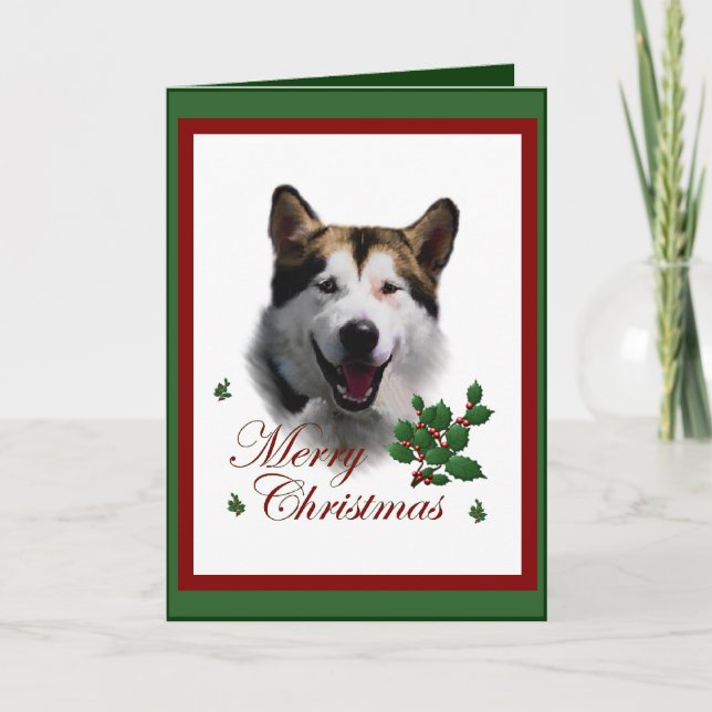 Alaskan Malamute Weihnachtsgeschenke Feiertagskarte (Vorderseite)