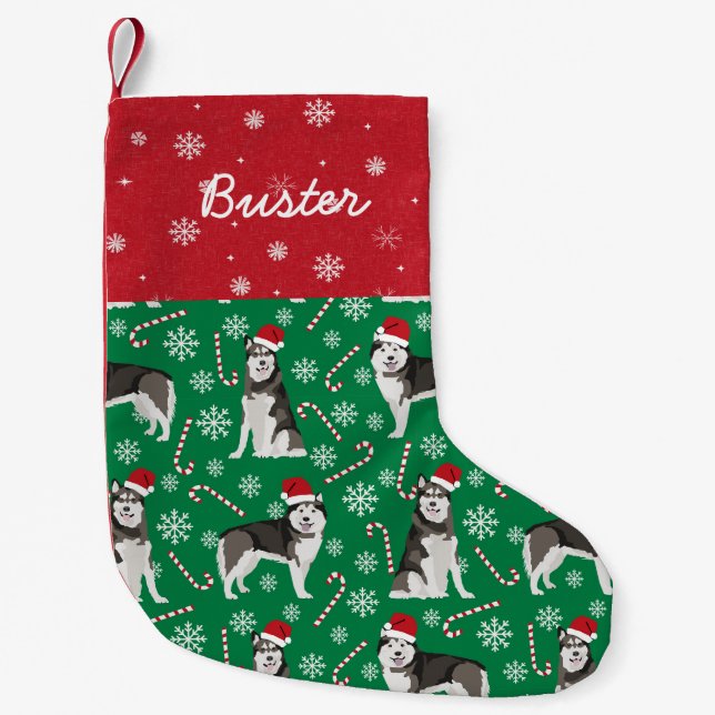 Alaskan Malamute Weihnachtshunde Strumpf Kleiner Weihnachtsstrumpf (Vorderseite)