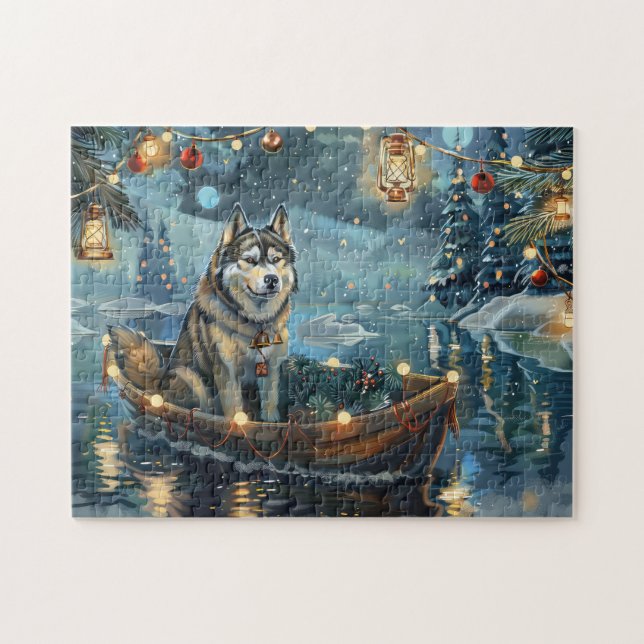 Alaskan Malamute Weihnachtsreise (Horizontal)