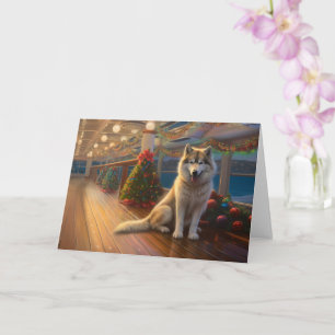 Alaskan Malamute Weihnachtsreise: Feierabend Karte