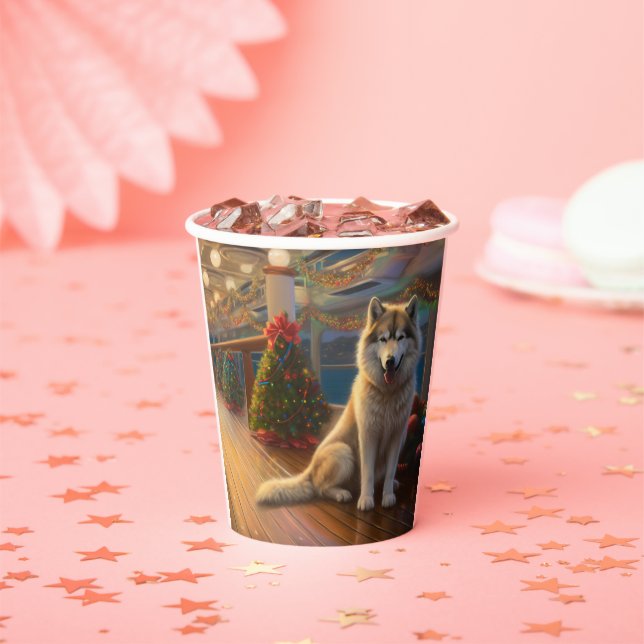 Alaskan Malamute Weihnachtsreise: Feierabend Pappbecher (Insitu)