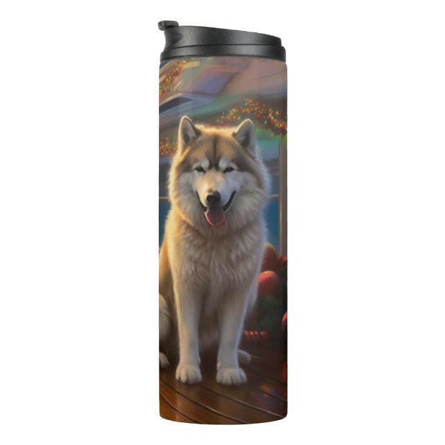 Alaskan Malamute Weihnachtsreise: Feierabend Thermosbecher (Nach rechts gedreht)