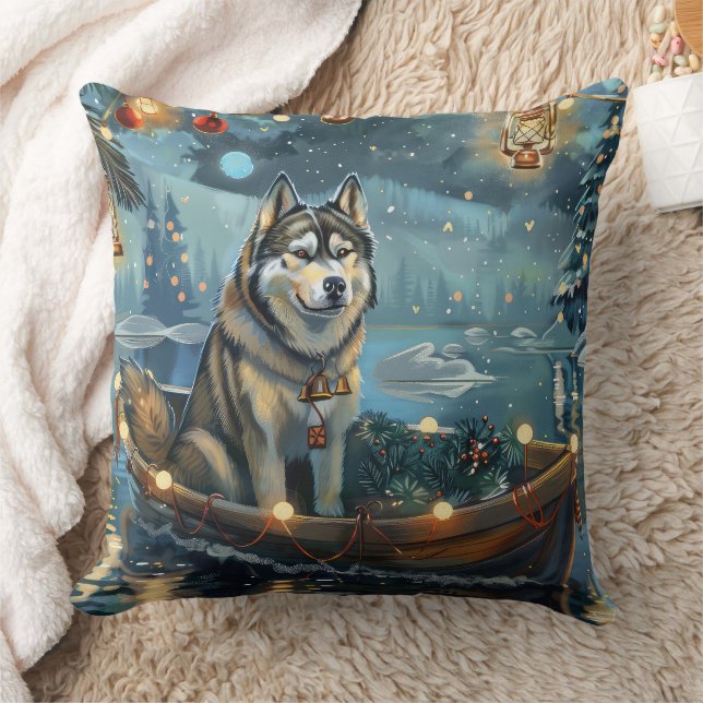 Alaskan Malamute Weihnachtsreise Kissen (Decke)
