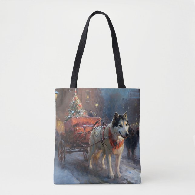 Alaskan Malamute Weihnachtssaison Tasche (Vorderseite)