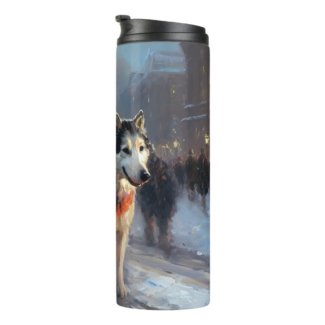 Alaskan Malamute Weihnachtssaison Thermosbecher (Nach rechts gedreht)