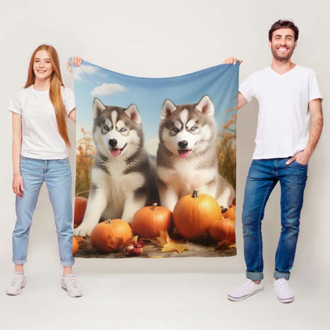 Alaskan Malamute Welpe Herbst Delight Pumpkin Fleecedecke (Beispiel)