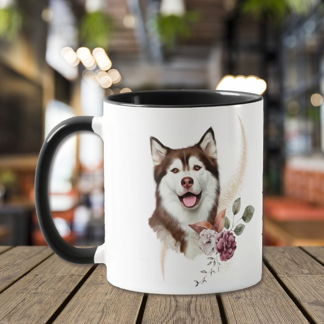 Alaskan Malamute Winter Bouquet Tasse (Von Creator hochgeladen)