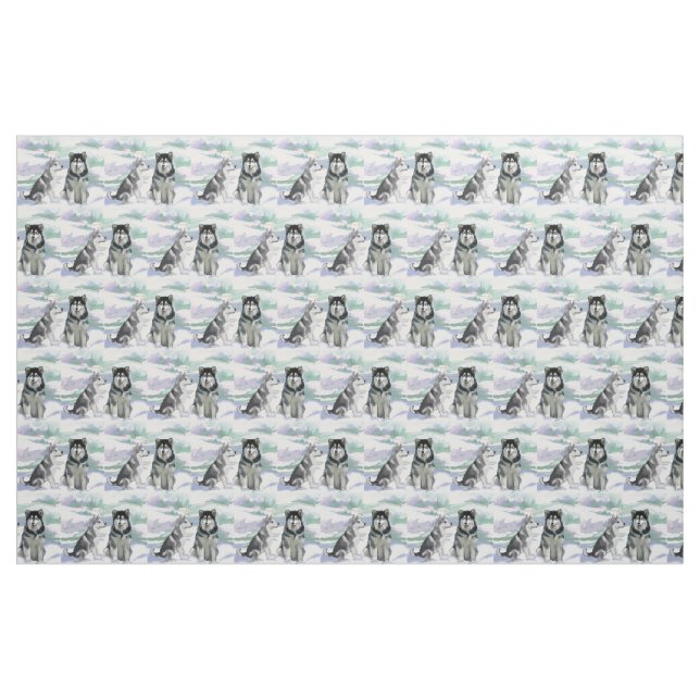 Alaskan Malamute Winterlandschaft Stoff (Yard (91,4 cm))