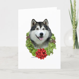 Alaskan Malamute Wreath Feiertagskarte