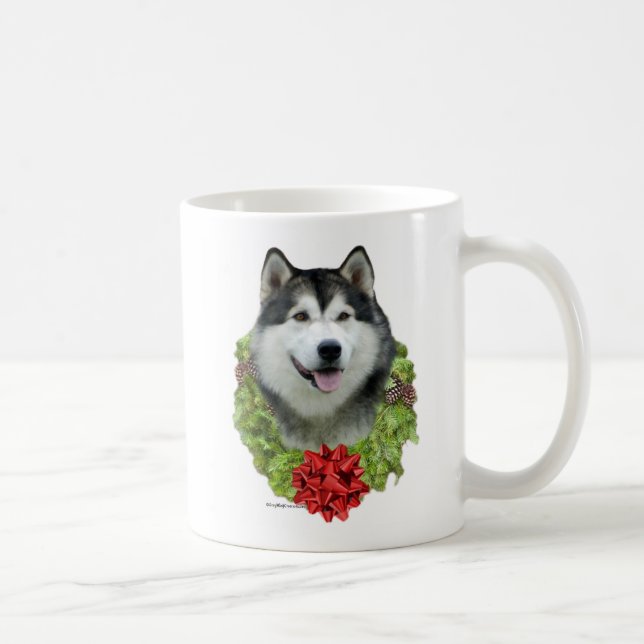 Alaskan Malamute Wreath Kaffeetasse (Rechts)