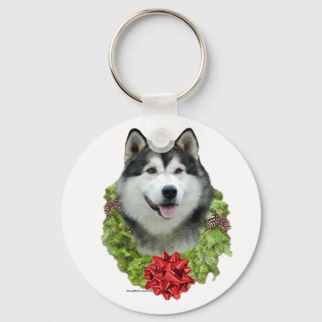 Alaskan Malamute Wreath - Schlüsselanhänger (Vorderseite)