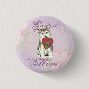 Alaskan Malemute Heart Mama Button