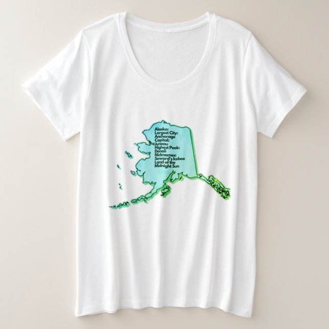 Alaskan Map und Fakten Große Größe T-Shirt (Design vorne)