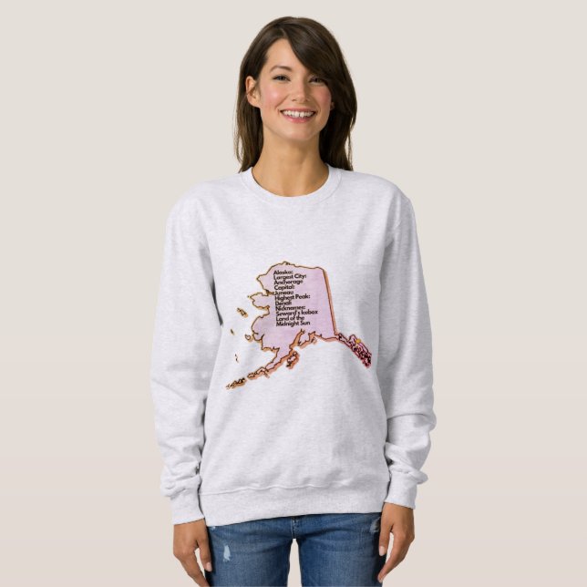 Alaskan Map und Fakten Sweatshirt (Vorne ganz)
