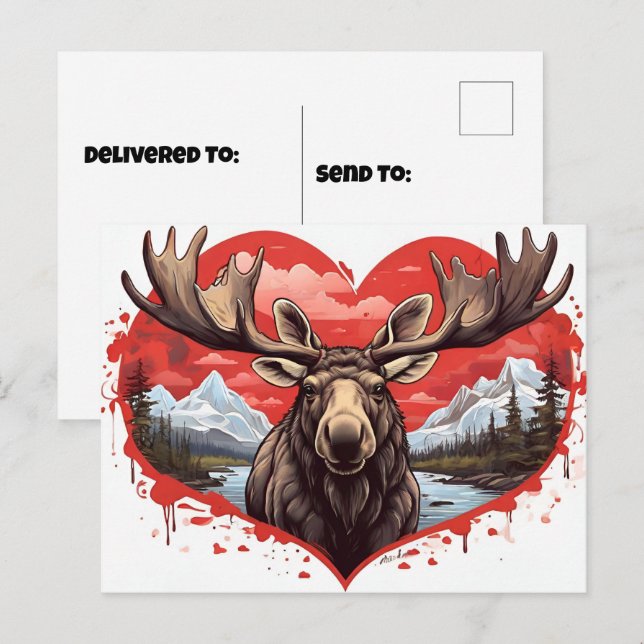 Alaskan Moose Postkarte (Vorne/Hinten)