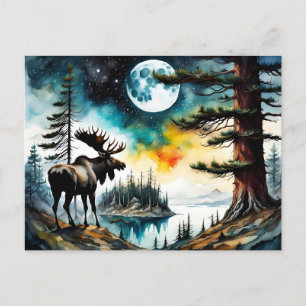 Alaskan Moose Stehend auf der Bergkette Postkarte