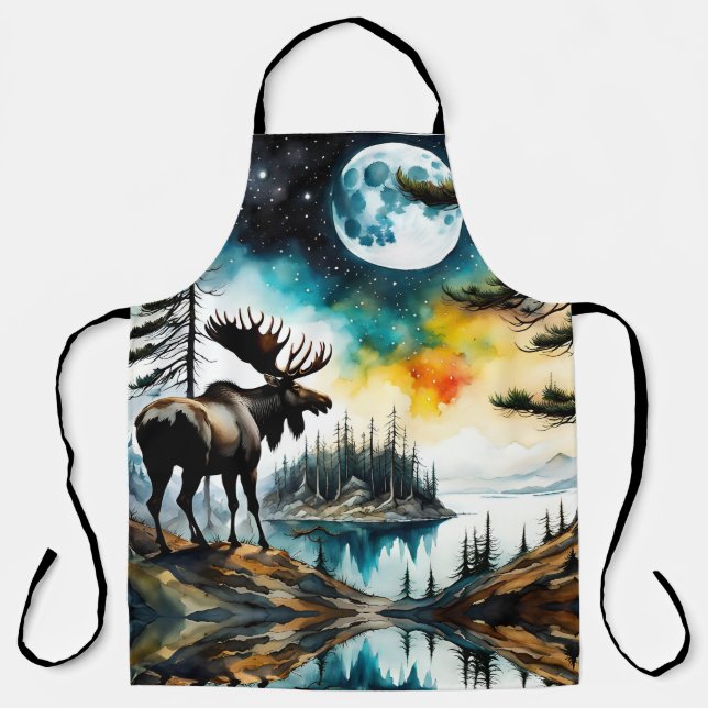Alaskan Moose Stehend auf der Bergkette Schürze (Vorderseite)