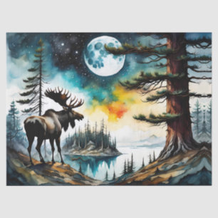 Alaskan Moose Stehend auf der Bergkette Seidenpapier