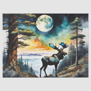 Alaskan Moose unter dem Mondlicht Seidenpapier