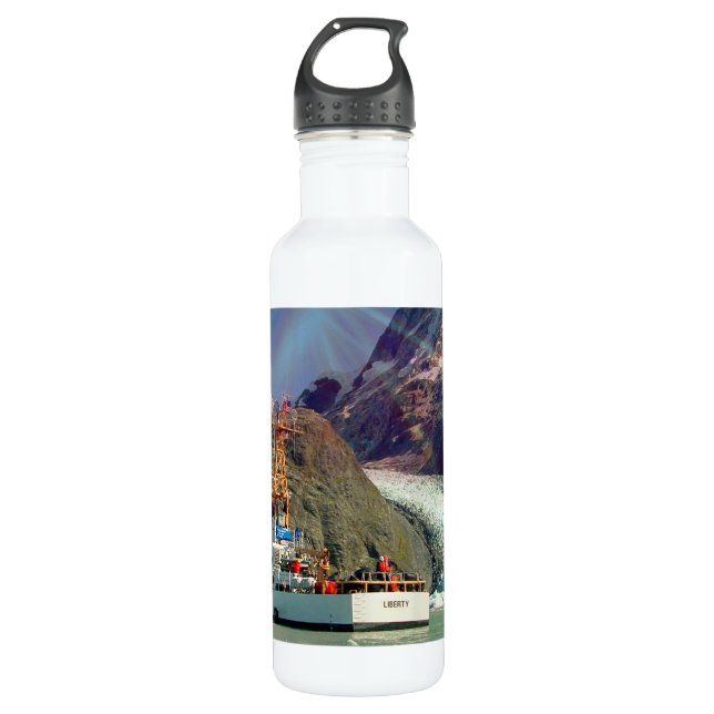 Alaskan Mountain View mit Boot Edelstahlflasche (Vorderseite)