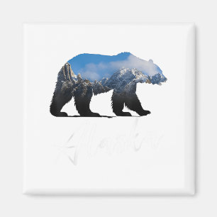 Alaskan Mountains Bear Grizzly Alaska Staat Souven Magnet