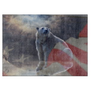 Alaskan Polar Bear American Flag Schneidebrett