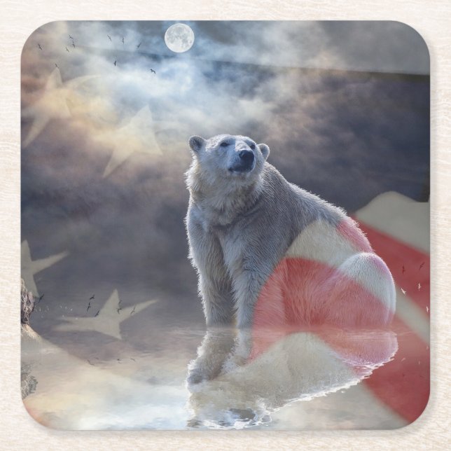 Alaskan Polar Bear Rechteckiger Pappuntersetzer (Vorderseite)