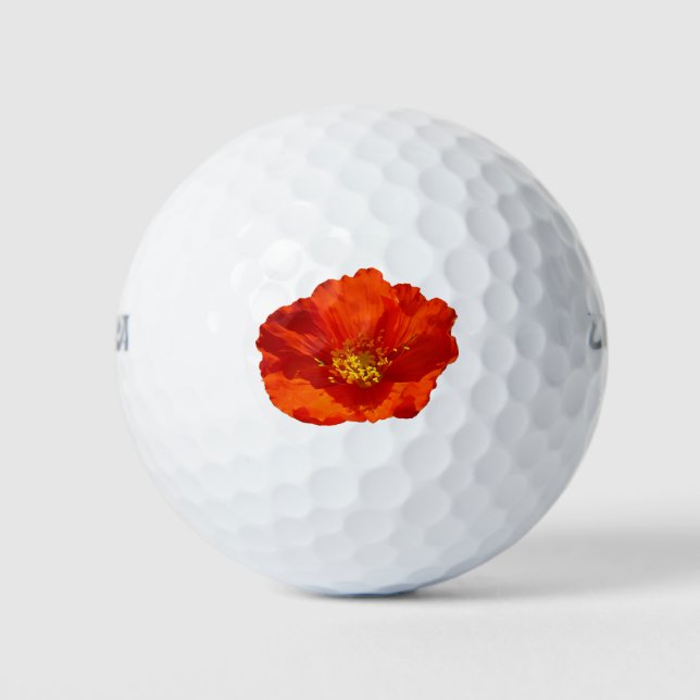 Alaskan Red Poppy Colorful Blume Golfball (Vorderseite)