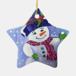 Alaskan Snowball Snowman Keramik Ornament