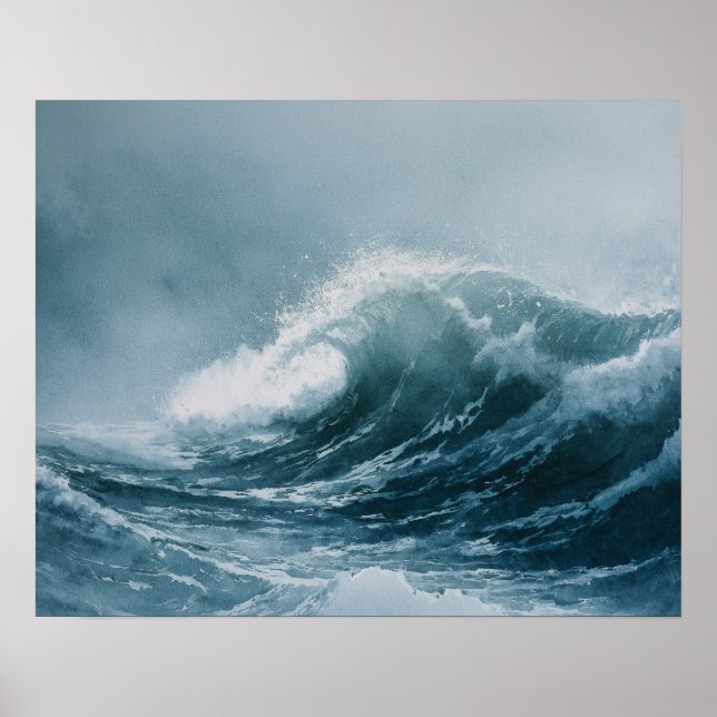 Alaskan Stormy Seas Watercolor Poster (Vorne)