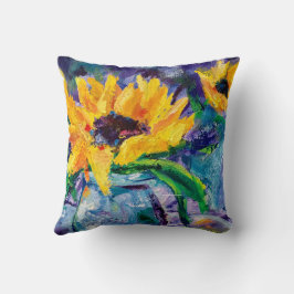 Alaskan Sunflower Blues Throw Pillow Kissen