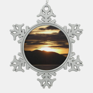 Alaskan Sunset III Schöne Alaska Fotografie Schneeflocken Zinn-Ornament