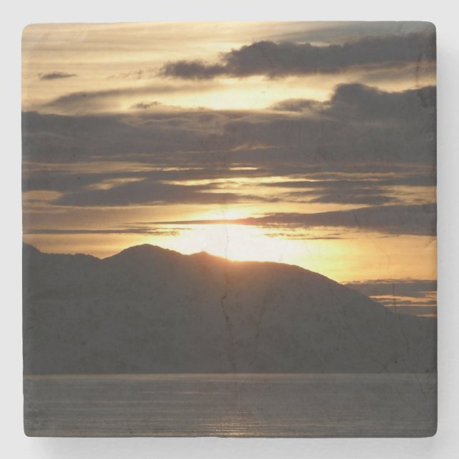 Alaskan Sunset III Schöne Alaska Fotografie Steinuntersetzer (Vorderseite)