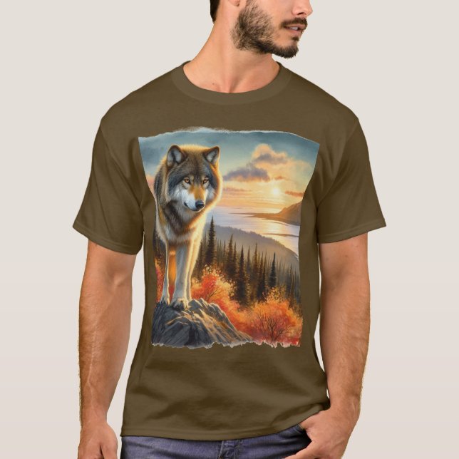 Alaskan Timber Wolf Herbstsaison Mens T-Shirt (Vorderseite)