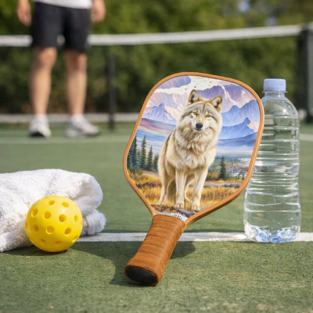 Alaskan Timber Wolf Pickleball Schläger (Alaskan Timber Wolf pickleball paddle bold, artistic gift for men who love sports and wildlife)