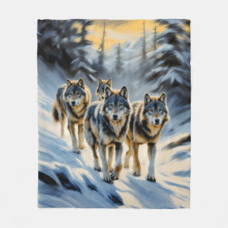Alaskan Wild Wolf Pack Fleecedecke