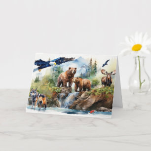 Alaskan Wildlife Collage Karte