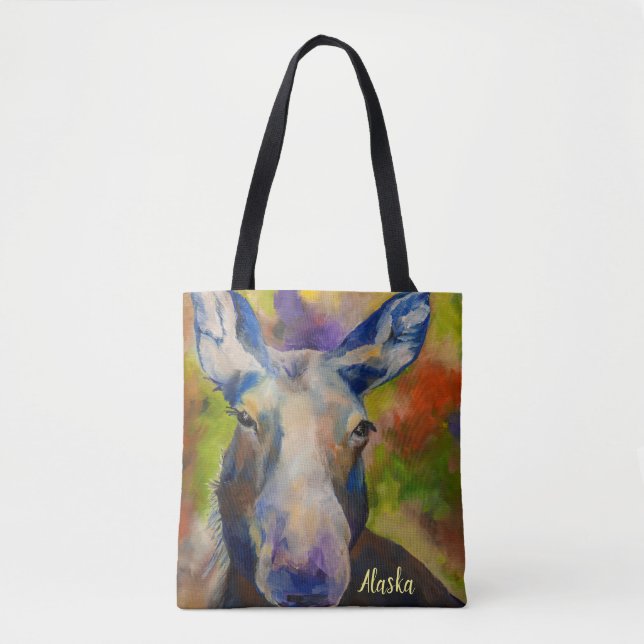 Alaskan Wildlife Moose & Bären Tasche mit ALASKA (Vorderseite)