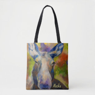 Alaskan Wildlife Moose & Fireweed Tasche mit ALASK