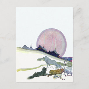Alaskanische Schlittenhunde im Schnee Postkarte