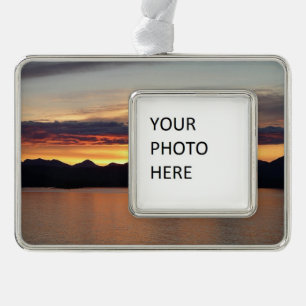 Alaskanischer Sonnenuntergang I Schöne Alaska-Foto Rahmen-Ornament Silber