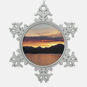 Alaskanischer Sonnenuntergang I Schöne Alaska-Foto Schneeflocken Zinn-Ornament