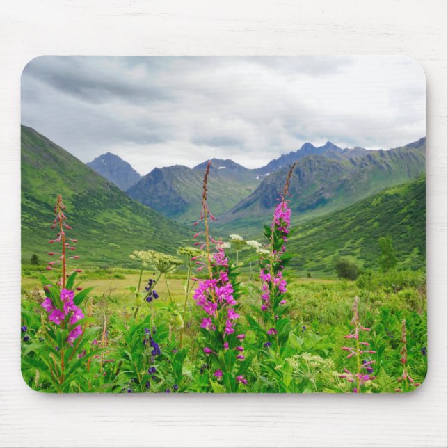 Alaskatal Wildblumen Mousepad (Vorne)